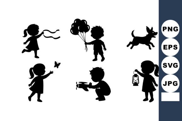Children Playing Balloon Silhouettes Embroidery Review