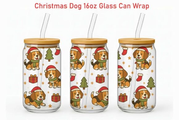 Christmas Beagle 16oz Glass Can Wrap Embroidery Review