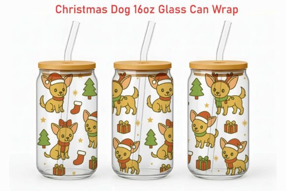 Christmas Chihuahua 16oz Glass Can Wrap Embroidery Review