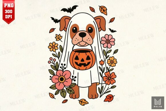 Halloween French Bulldog Flowers PNG