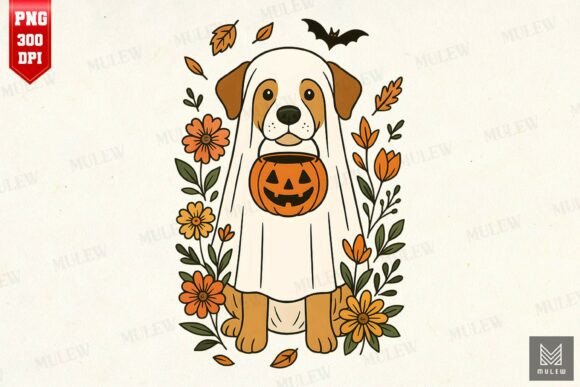 Halloween Labrador Retriever Flowers PNG