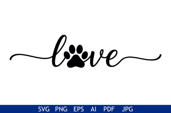 Love Paw Print Script Design