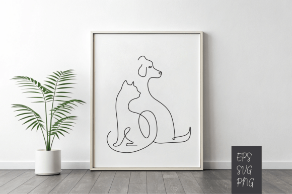 Minimalist Line Art of a Cat and Dog SVG Review