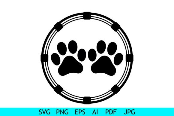 Paw Prints in Circle Frame